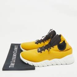 Fendi Mustard/White Knit Fabric High Top Sneakers Size 41