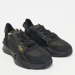 Fendi Black Mesh, Suede and Nylon Flow Low Top Sneakers Size 43