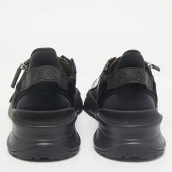 Fendi Black Mesh, Suede and Nylon Flow Low Top Sneakers Size 43