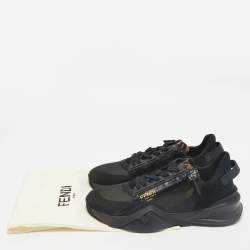 Fendi Black Mesh, Suede and Nylon Flow Low Top Sneakers Size 43