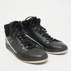 Fendi Black Leather And Suede High Top Sneakers Size 42