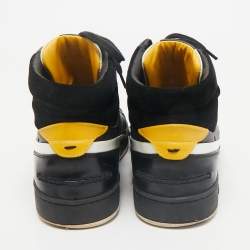 Fendi Black Leather And Suede High Top Sneakers Size 42