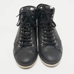 Fendi Black Leather And Suede High Top Sneakers Size 42