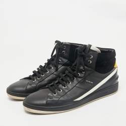 Fendi Black Leather And Suede High Top Sneakers Size 42
