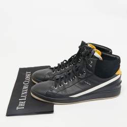 Fendi Black Leather And Suede High Top Sneakers Size 42