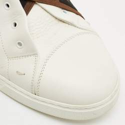 Fendi White Leather FF Crisscross Strap Slip On Sneakers Size 43
