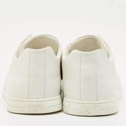 Fendi White Leather FF Crisscross Strap Slip On Sneakers Size 43