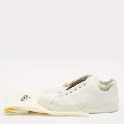 Fendi White Leather FF Crisscross Strap Slip On Sneakers Size 43