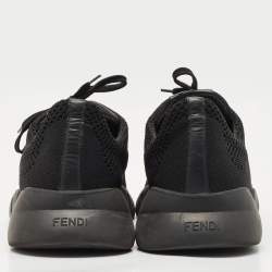 Pre Owned Fendi Black Knit Fabric Bag Bugs Low Top Sneakers Size 42