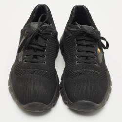 Pre Owned Fendi Black Knit Fabric Bag Bugs Low Top Sneakers Size 42