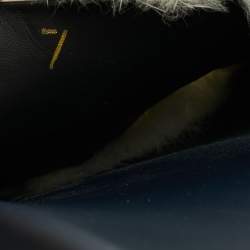 Pre Owned Fendi x Fila Black Mink Fur Logo Mania Slide Sandals Size 41