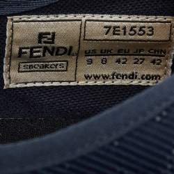 Fendi Navy Blue FF Canvas Lace Up Sneakers Size 42