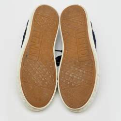 Fendi Navy Blue FF Canvas Lace Up Sneakers Size 42
