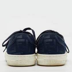 Fendi Navy Blue FF Canvas Lace Up Sneakers Size 42