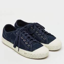Fendi Navy Blue FF Canvas Lace Up Sneakers Size 42