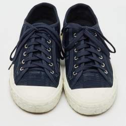Fendi Navy Blue FF Canvas Lace Up Sneakers Size 42