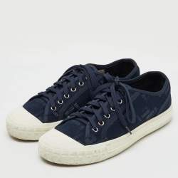 Fendi Navy Blue FF Canvas Lace Up Sneakers Size 42