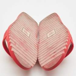 Fendi Red Rubber FF Embossed Logo Pool Slide Sandals Size 42