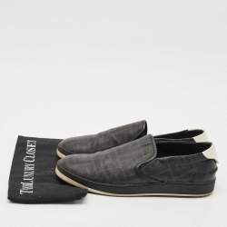 Fendi Black Zucca Coated Canvas and Leather Slip On Sneakers Size 42