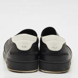 Fendi Black Zucca Coated Canvas and Leather Slip On Sneakers Size 42