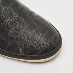 Fendi Black Zucca Coated Canvas and Leather Slip On Sneakers Size 42
