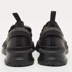 Fendi Black/Brown Rubber and Fabric Flow Low Top Sneakers Size 44