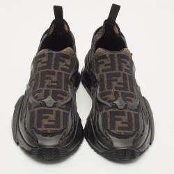 Fendi Black/Brown Rubber and Fabric Flow Low Top Sneakers Size 44
