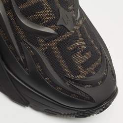 Fendi Black/Brown Rubber and Fabric Flow Low Top Sneakers Size 44
