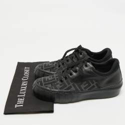 Fendi Black Zucca Fabric and Leather Low Top Sneakers Size 40