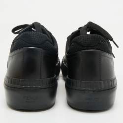 Fendi Black Zucca Fabric and Leather Low Top Sneakers Size 40