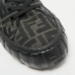 Fendi Black Zucca Fabric and Leather Low Top Sneakers Size 40