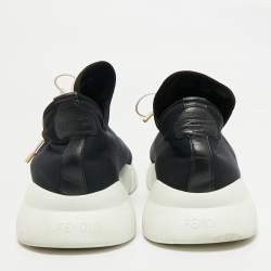 Pre Owned Fendi Black/White Neopene and Knit Fabric Low Top Sneakers Size 44