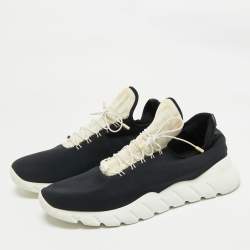 Pre Owned Fendi Black/White Neopene and Knit Fabric Low Top Sneakers Size 44