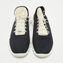 Pre Owned Fendi Black/White Neopene and Knit Fabric Low Top Sneakers Size 44