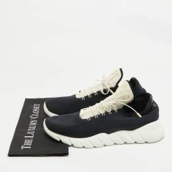 Pre Owned Fendi Black/White Neopene and Knit Fabric Low Top Sneakers Size 44