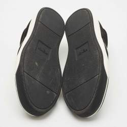 Pre Owned Fendi Black Suede and Leather Monster Eyes Slip On Sneakers Size 42