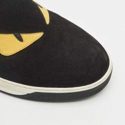 Pre Owned Fendi Black Suede and Leather Monster Eyes Slip On Sneakers Size 42
