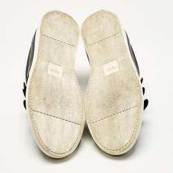 Pre Owned Fendi Black/Blue  Leather Velcro Straps Sneakers Size 45