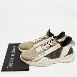 Pre Owned Fendi Multicolor Fabric and Leather Flow Lace Up Sneakers Size 44