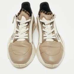 Pre Owned Fendi Multicolor Fabric and Leather Flow Lace Up Sneakers Size 44