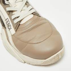 Pre Owned Fendi Multicolor Fabric and Leather Flow Lace Up Sneakers Size 44