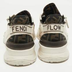 Pre Owned Fendi Multicolor Fabric and Leather Flow Lace Up Sneakers Size 44