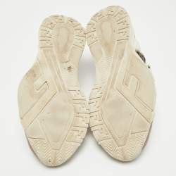 Pre Owned Fendi Multicolor Fabric and Leather Flow Lace Up Sneakers Size 44