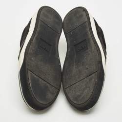 Pre Owned Fendi Black Leather and Suede Monster Low Top Sneakers Size 43