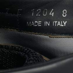 Pre Owned Fendi Black/Brown FF Leather and Mesh Lace Up Sneakers Size 41