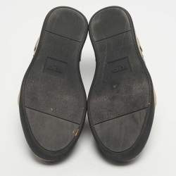 Pre Owned Fendi Black/Brown FF Leather and Mesh Lace Up Sneakers Size 41