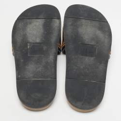 Pre Owned Fendi Brown Velvet Zucca Flat Slide Size 45