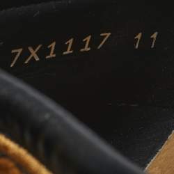 Pre Owned Fendi Brown Velvet Zucca Flat Slide Size 45