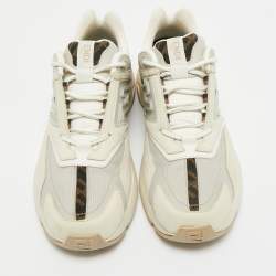 Pre Owned Fendi Beige Mesh and Nubuck Leather Lace Up Sneakers Size 42