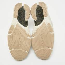 Pre Owned Fendi Beige Mesh and Nubuck Leather Lace Up Sneakers Size 42